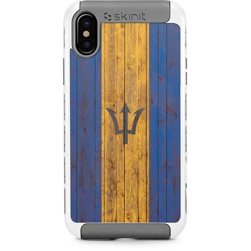 Barbados Flag Dark Wood iPhone Cases